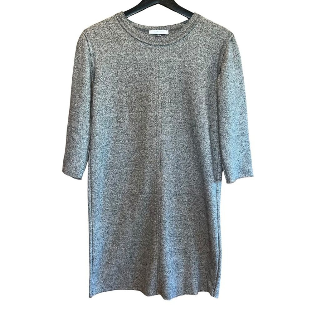 Zara Woman Grey Mini Sheath Dress Womens S Knit‎ Raw Hemlines